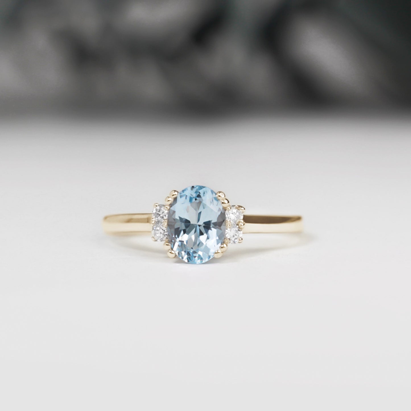 Oval Aquamarine and Diamond Ring