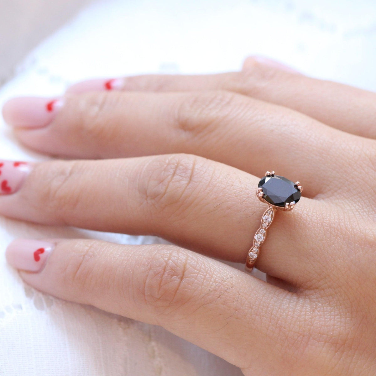 Vera's Midnight | Oval Black Diamond Solitaire Engagement Ring