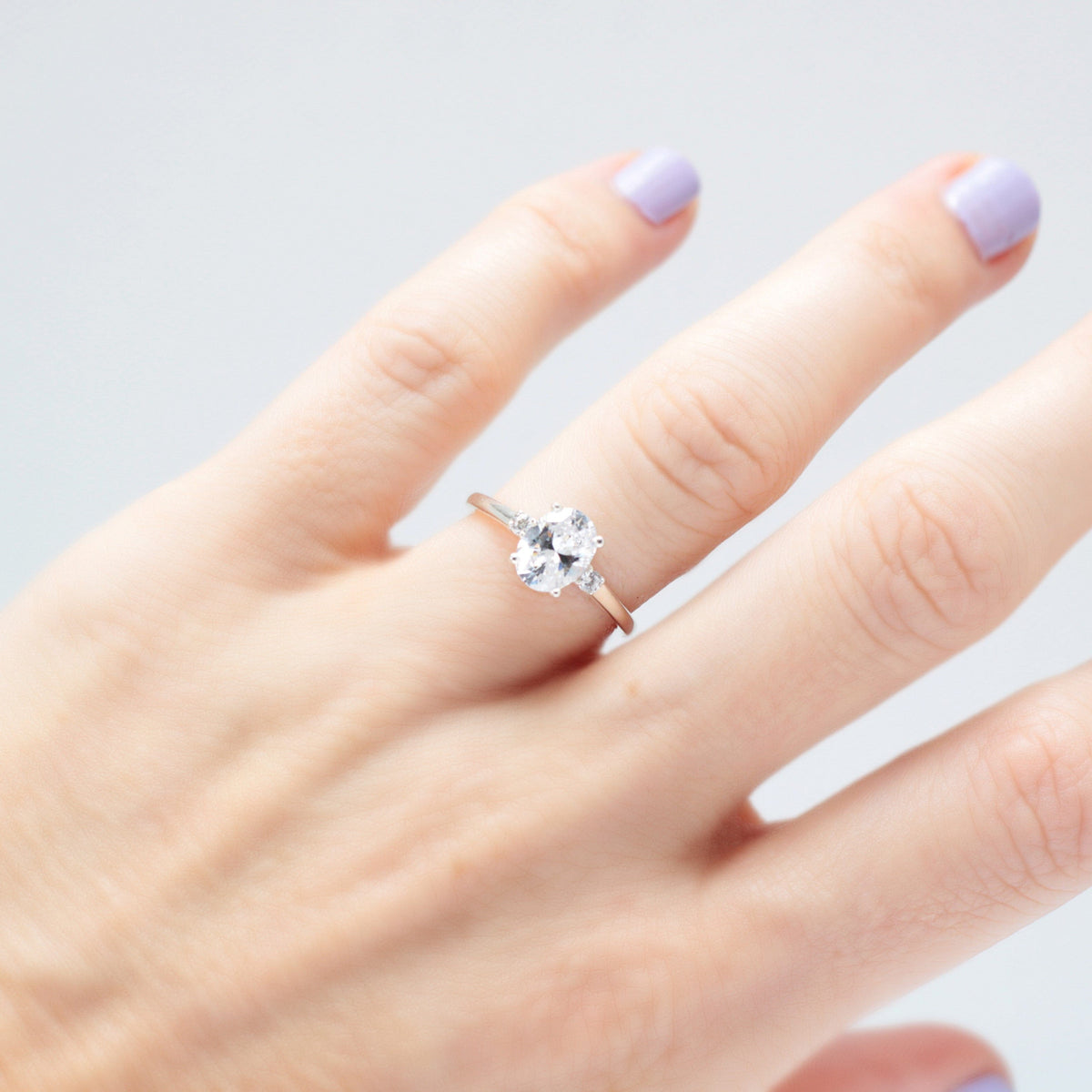Oval Moissanite Trilogy Ring