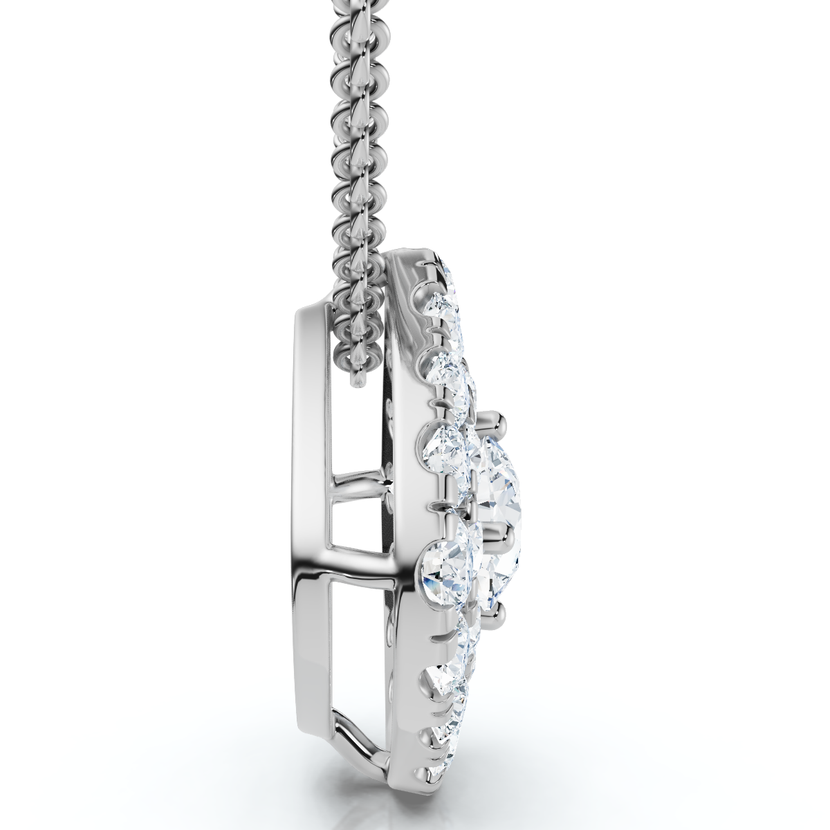 2Ct Diamond (1ct center) Cushion Pendant Necklace Lab Grown 3/4"