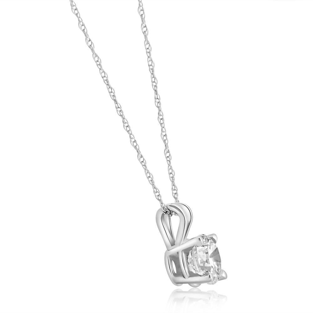 F/VS1 1.01Ct GIA Certified Natural Diamond Pendant 14k White Gold Necklace