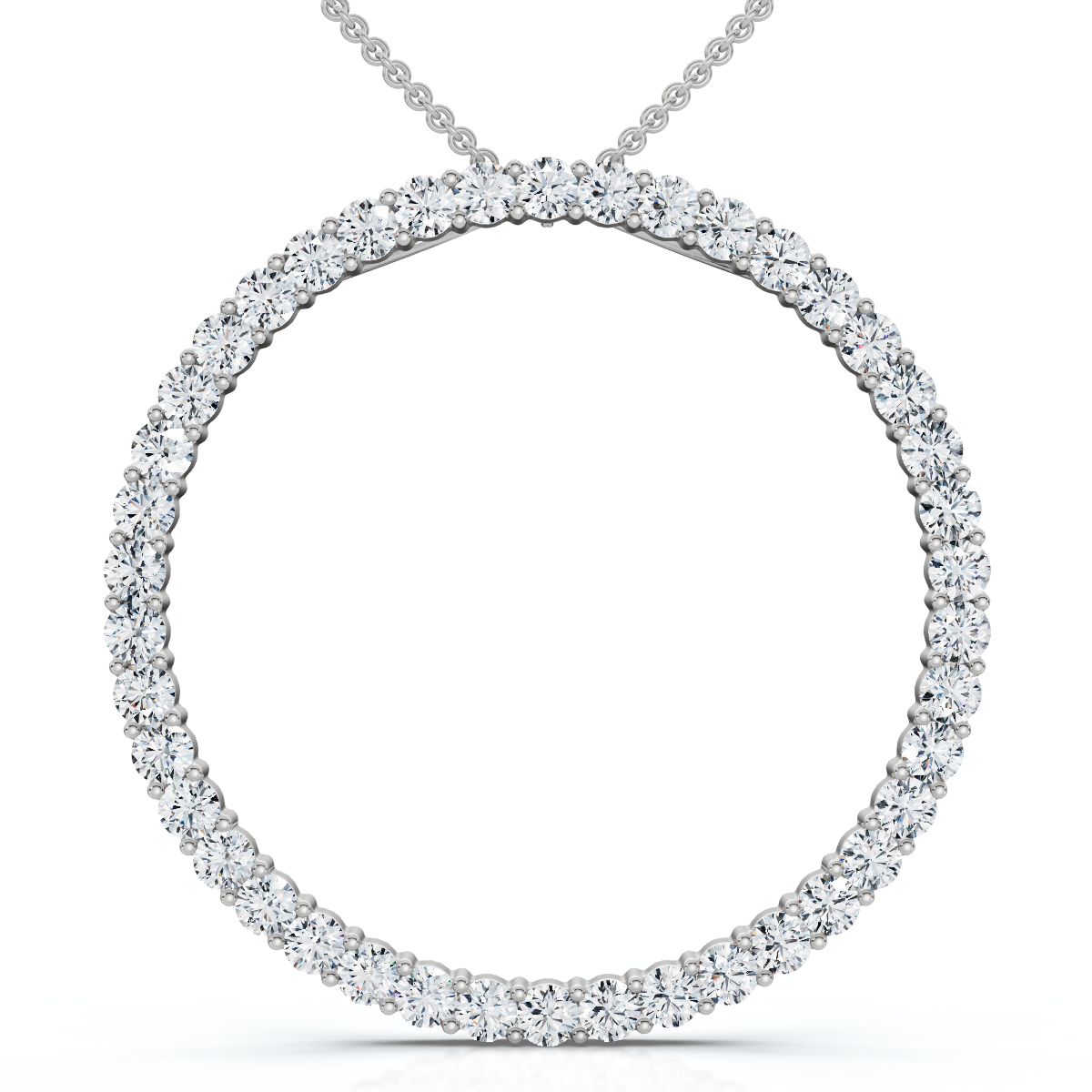 1Ct TW Circle Diamond Pendant 18" Necklace Lab Grown 1" Tall