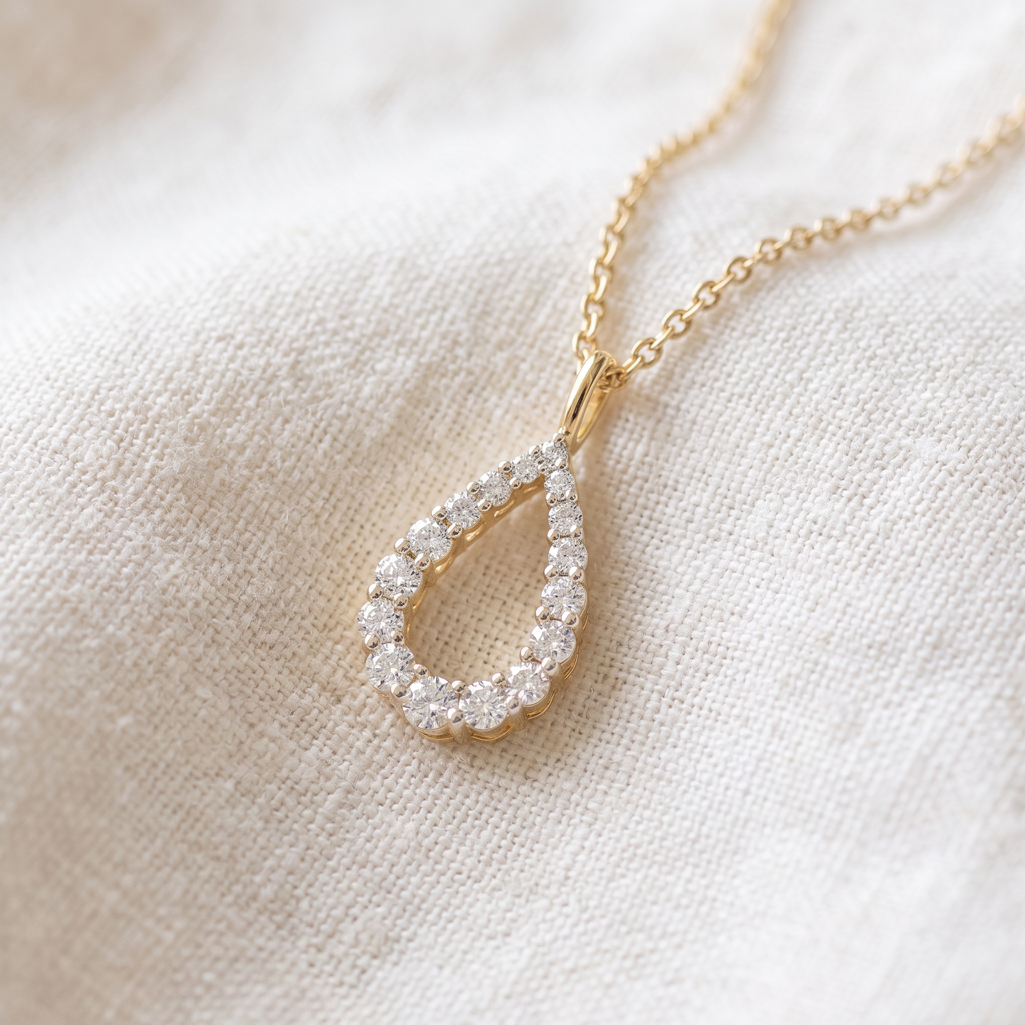 1/2Ct Pear Shape Lab Grown Diamond Pendant 10k White or Yellow Gold Necklace