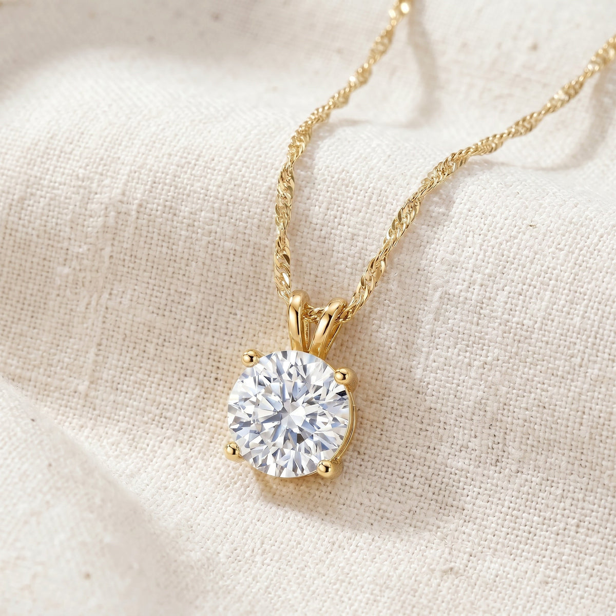 Certified 2Ct Solitaire Round Diamond Necklace 14k Yellow Gold Lab Grown Pendant