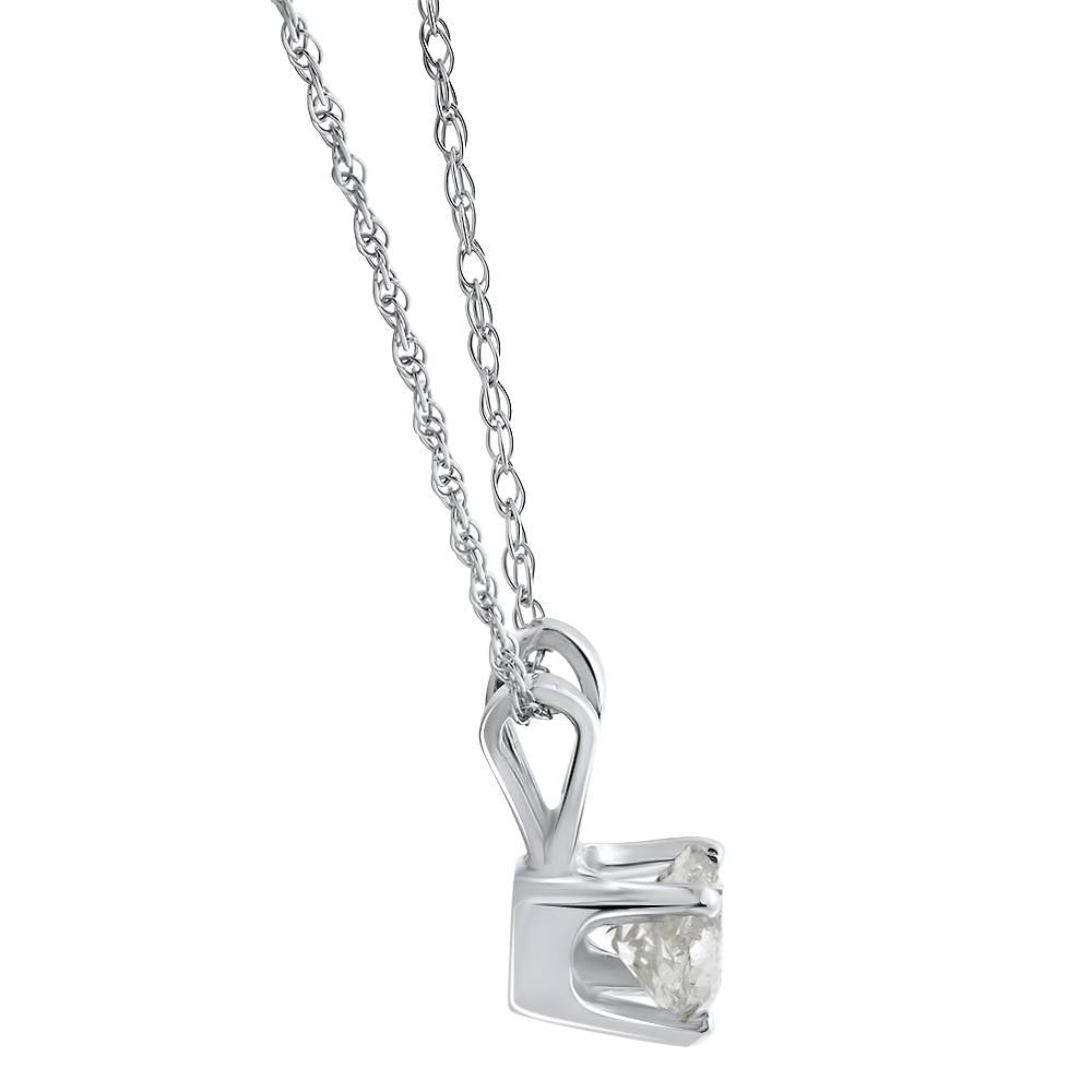 1/3Ct Solitaire Diamond Pendant 14k White Gold Necklace Lab Grown