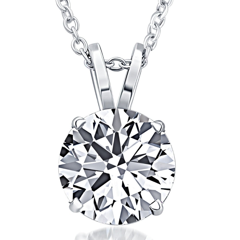 Certified 3Ct Diamond Pendant 14k White Gold Lab Grown Necklace