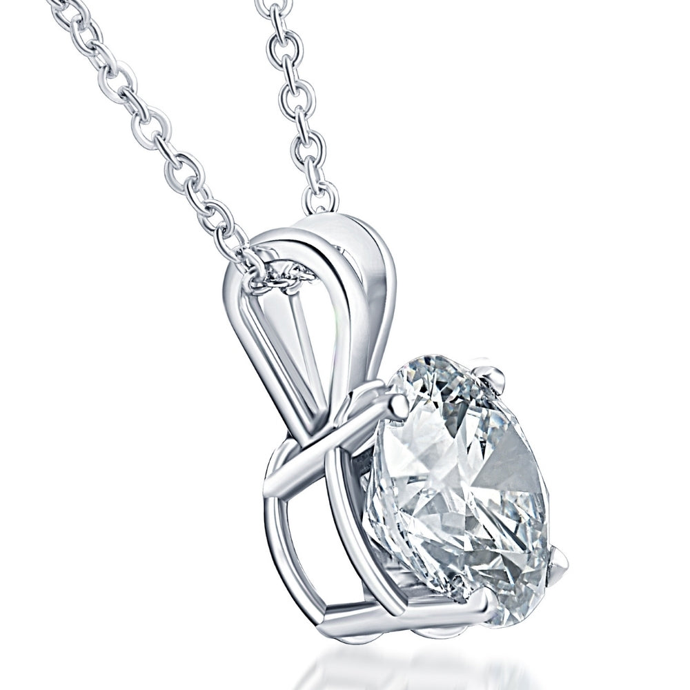 Certified 3Ct Round Solitaire Diamond Pendant 14k White Gold Necklace Lab Grown