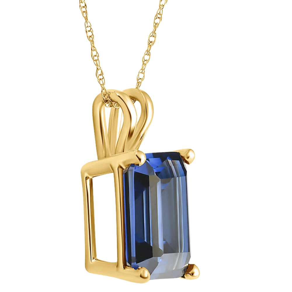 7 1/2Ct Blue Sapphire Diamond Solitaire Pendant 14k Gold Necklace Lab Grown