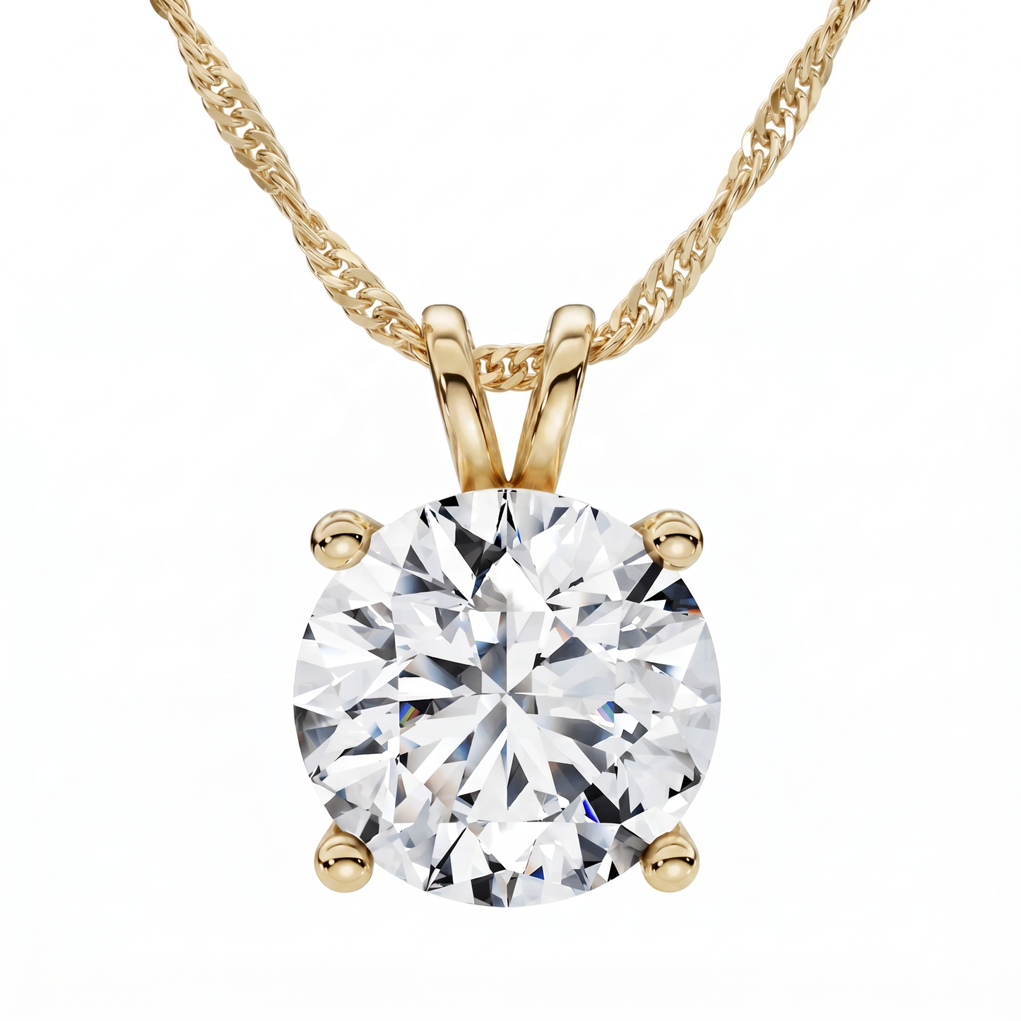 Certified 5Ct VS Solitaire Diamond Pendant 14k Yellow Gold Lab Grown Necklace