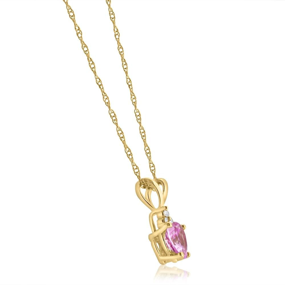 1/2ct Diamond & Pink Sapphire Heart Pendant in 14K Yellow, White, or Rose Gold