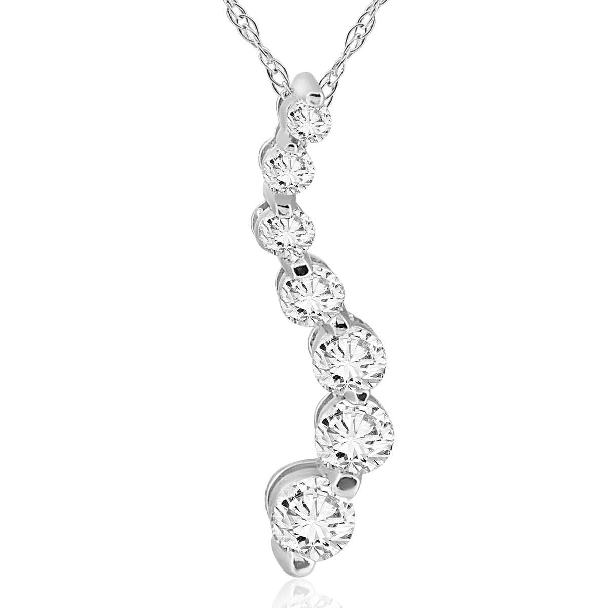 1/2Ct Diamond Journey Pendant 18" Women's Necklace Lab Grown 3/4" Tall