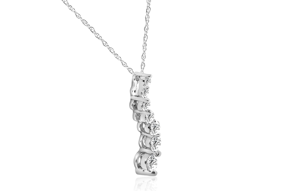 1/2Ct Diamond Journey Pendant 18" Women's Necklace Lab Grown 3/4" Tall