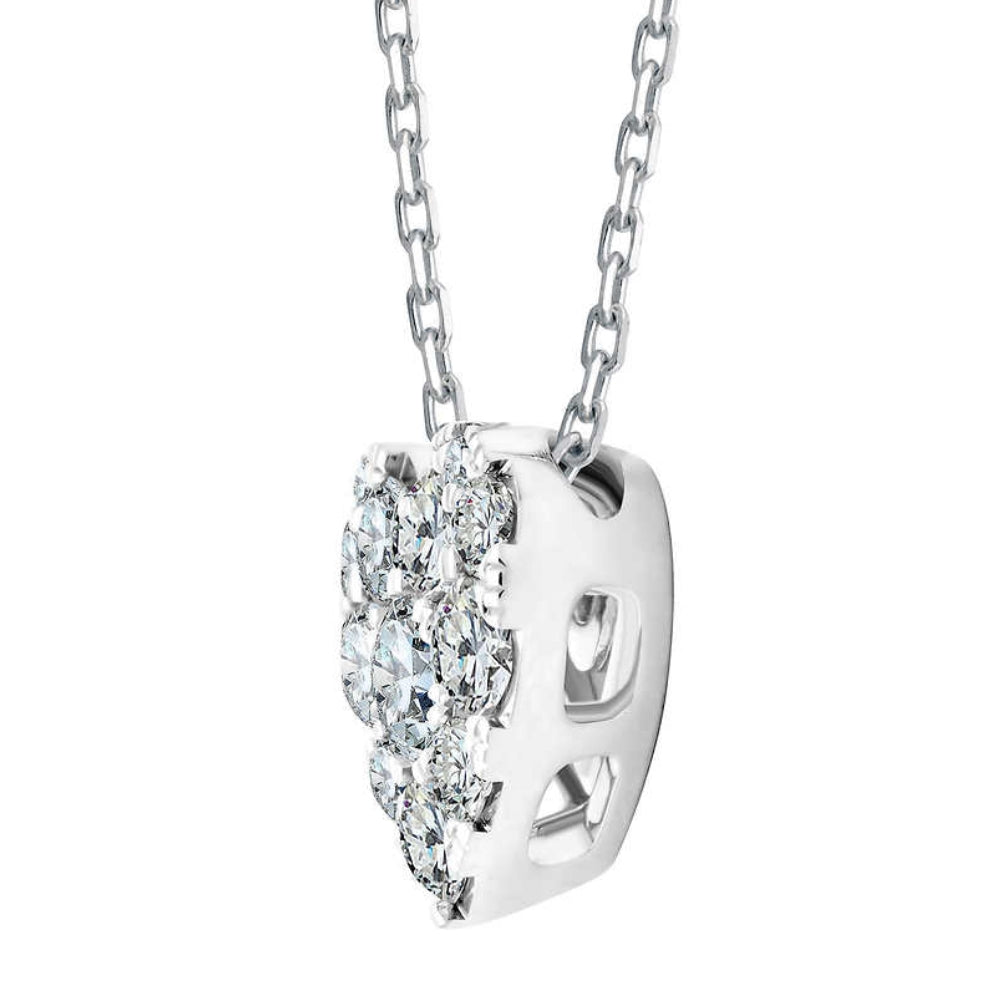 3/4Ct Diamond Heart Pendant 14k White Gold 18" Necklace