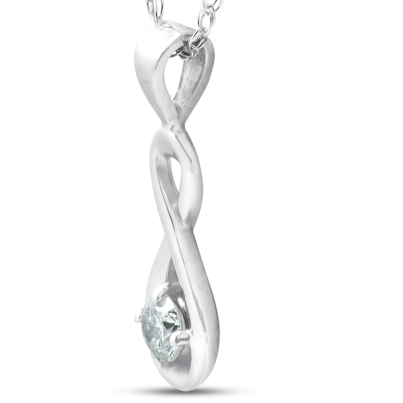1/10Ct Diamond Solitaire Knot Pendant 10k White Gold Womens Necklace