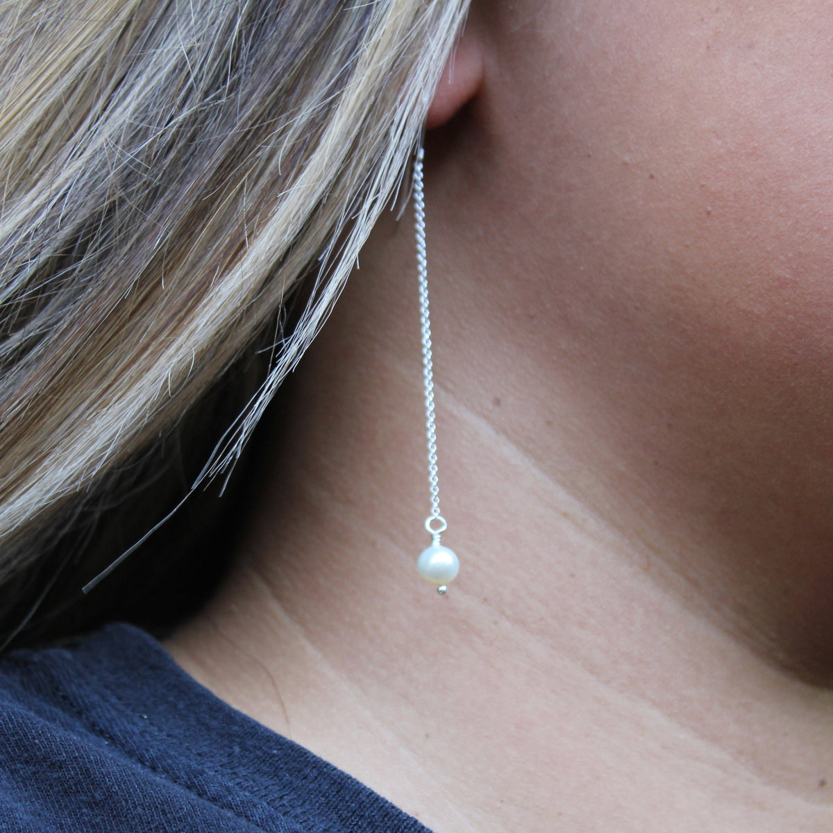 Sterling Silver Dangly Freshwater Pearl Drop Earrings | Dainty Feminine Earrings