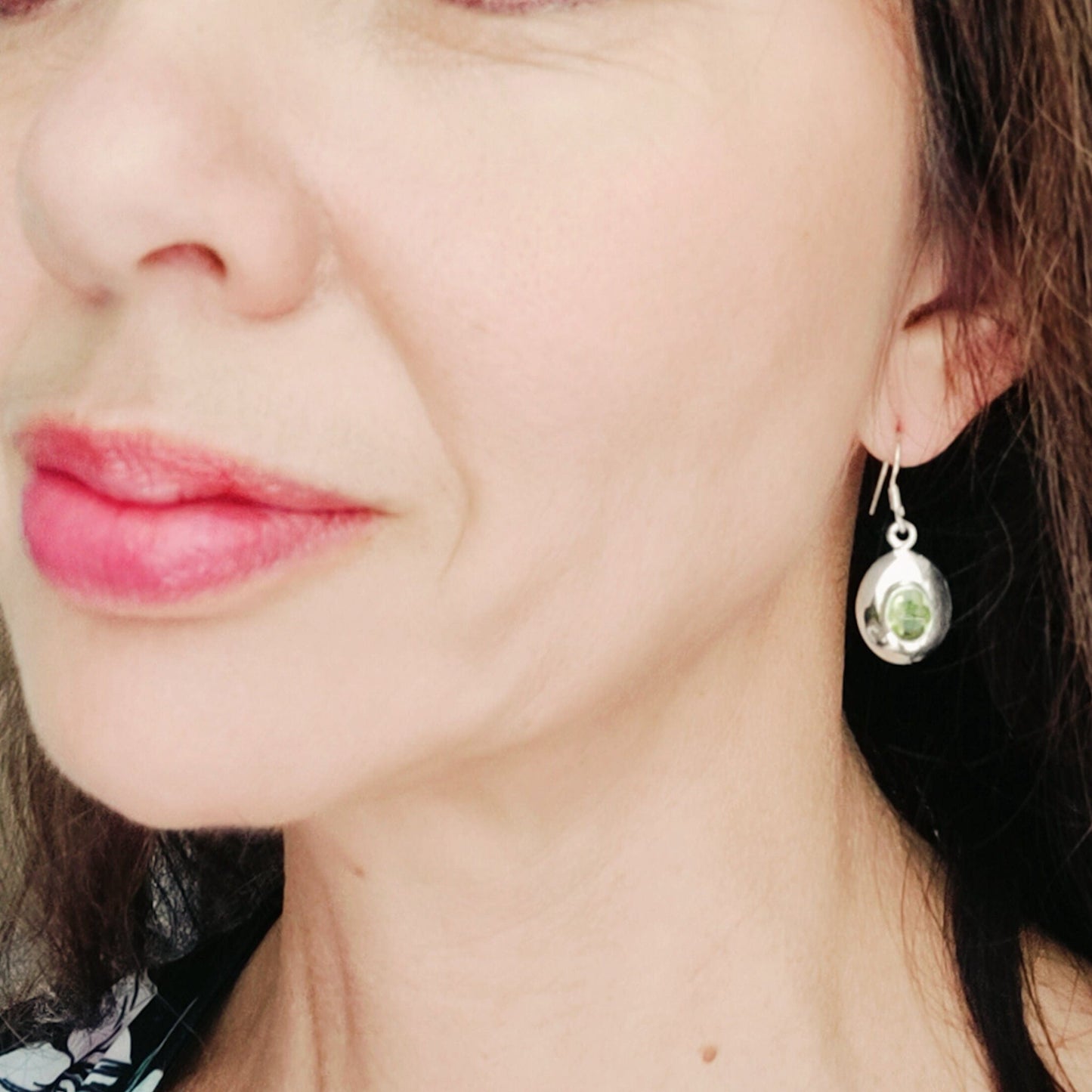 Peridot Dome Earrings | Oval | August Birthstone | Sterling Silver