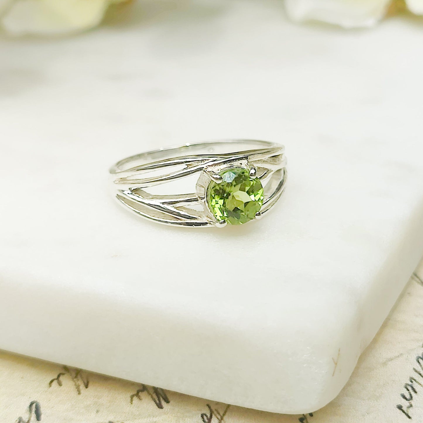 Peridot Gemstone Ring | August Birthstone | Sterling Silver