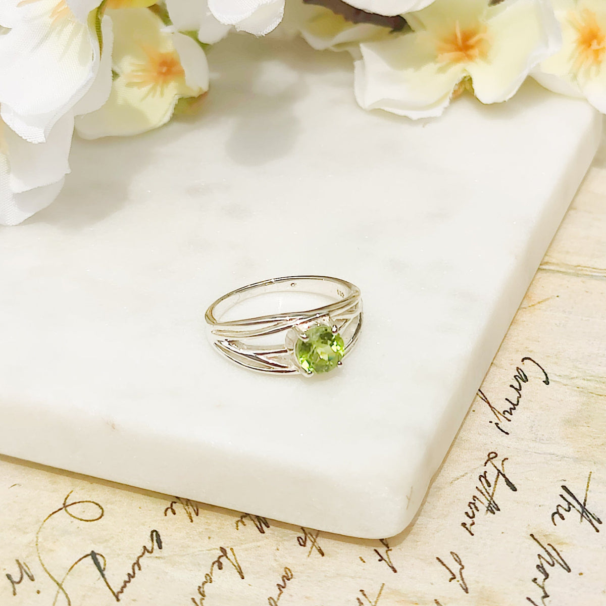 Peridot Gemstone Ring | August Birthstone | Sterling Silver