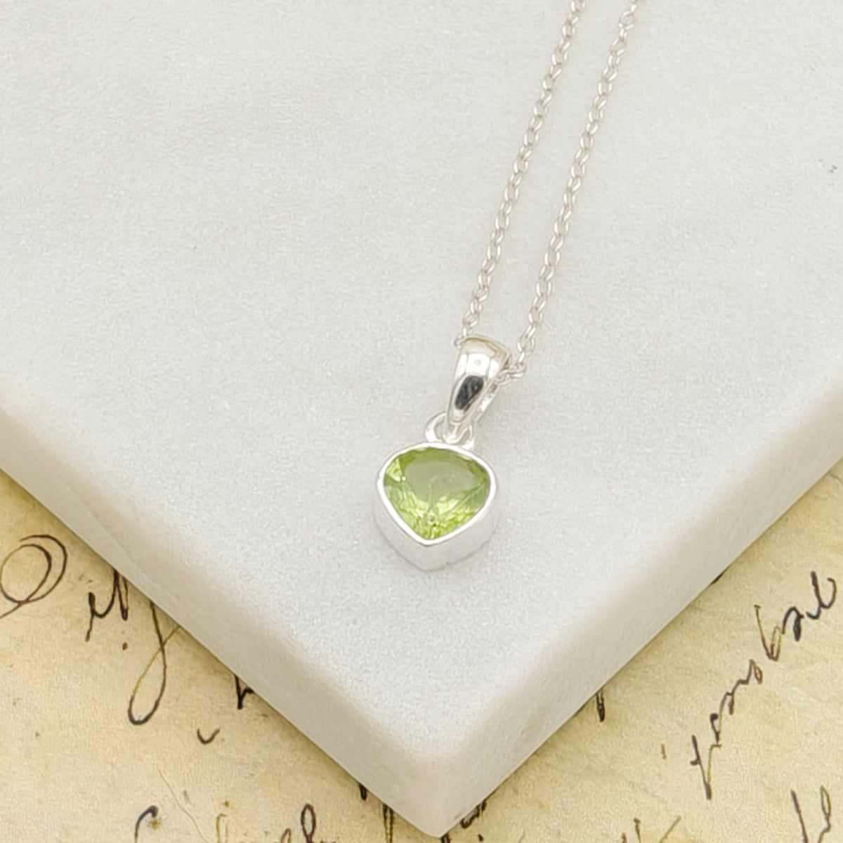 Peridot Pendant | 10mm Heart | August Birthstone | Sterling Silver