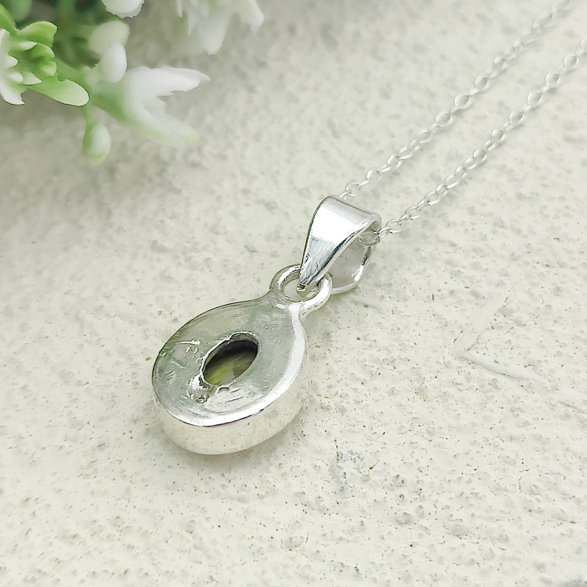 Peridot Pendant | 12mm Oval | August Birthstone | Sterling Silver