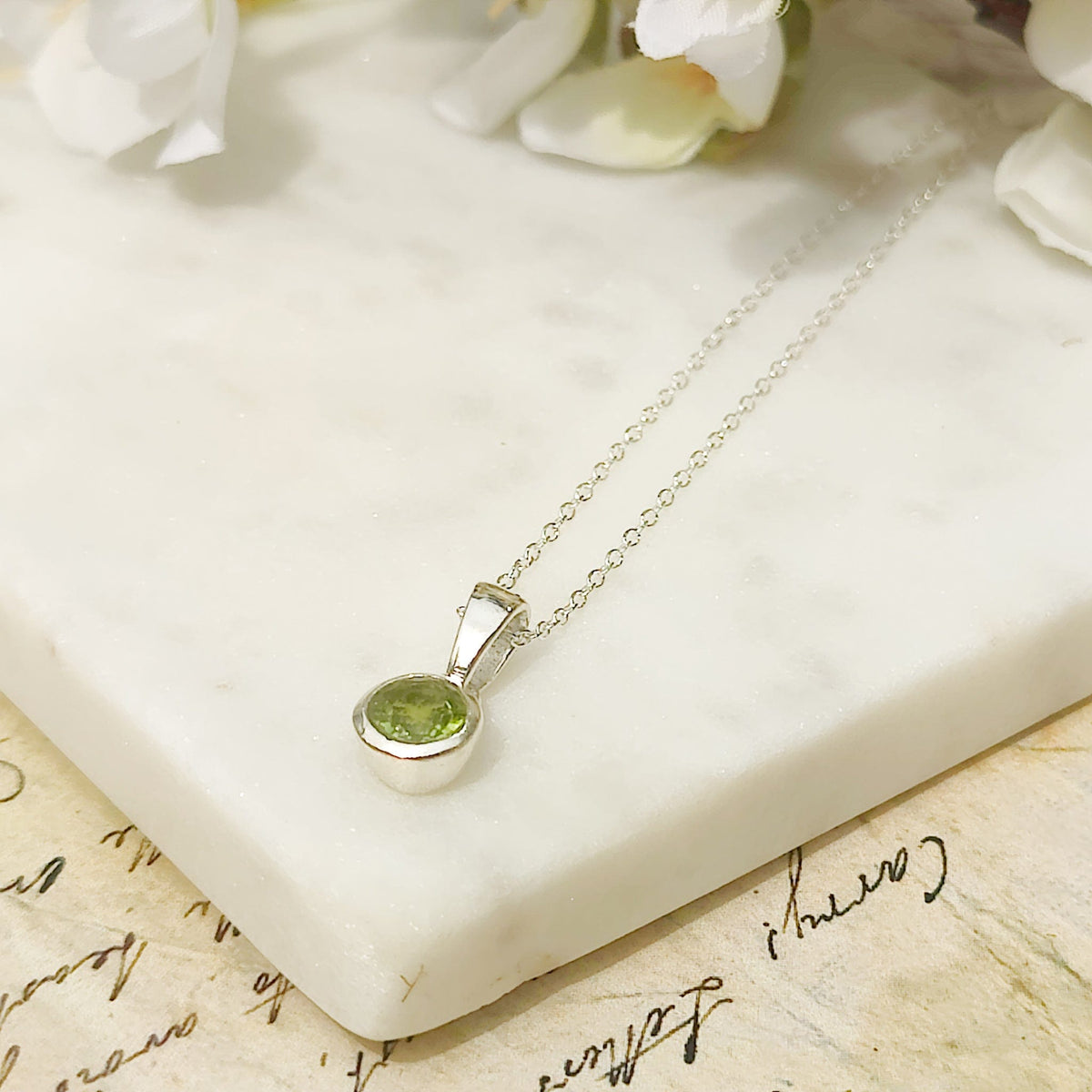 Peridot Pendant | 16th Wedding Anniversary | August Birthstone | Sterling Silver