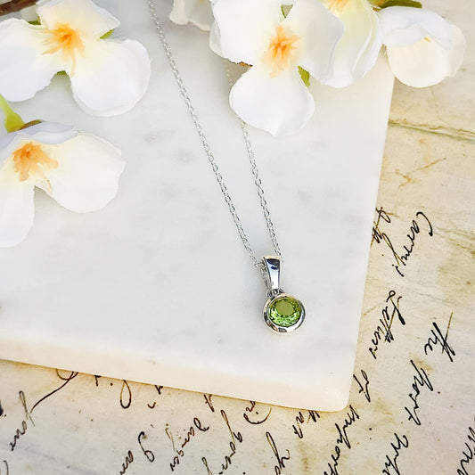 Peridot Pendant | 16th Wedding Anniversary | August Birthstone | Sterling Silver