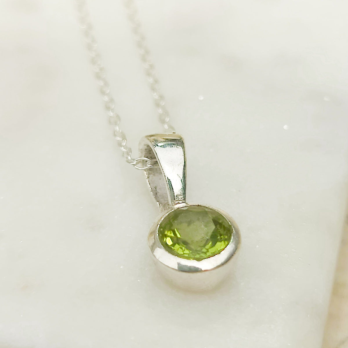 Peridot Pendant | 16th Wedding Anniversary | August Birthstone | Sterling Silver