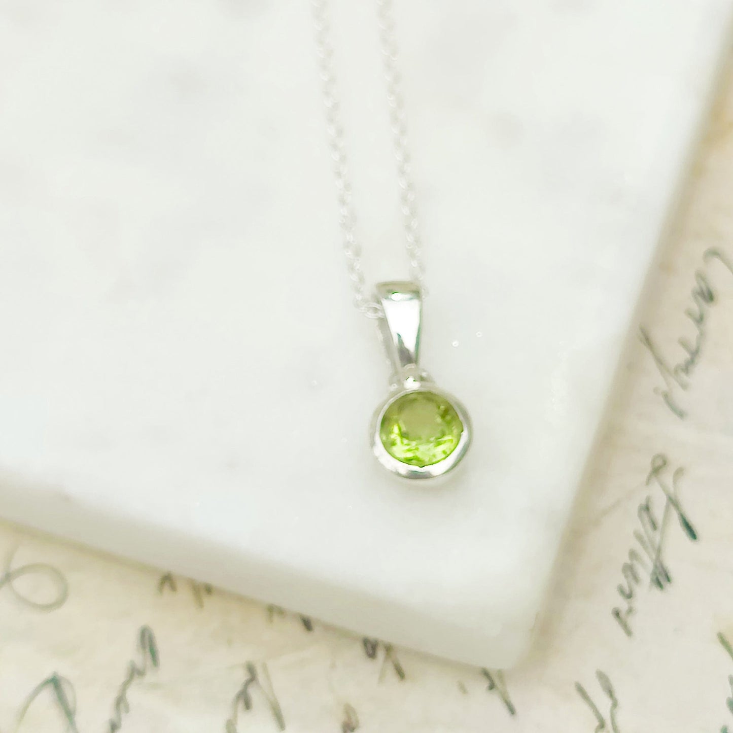 Peridot Pendant | 16th Wedding Anniversary | August Birthstone | Sterling Silver