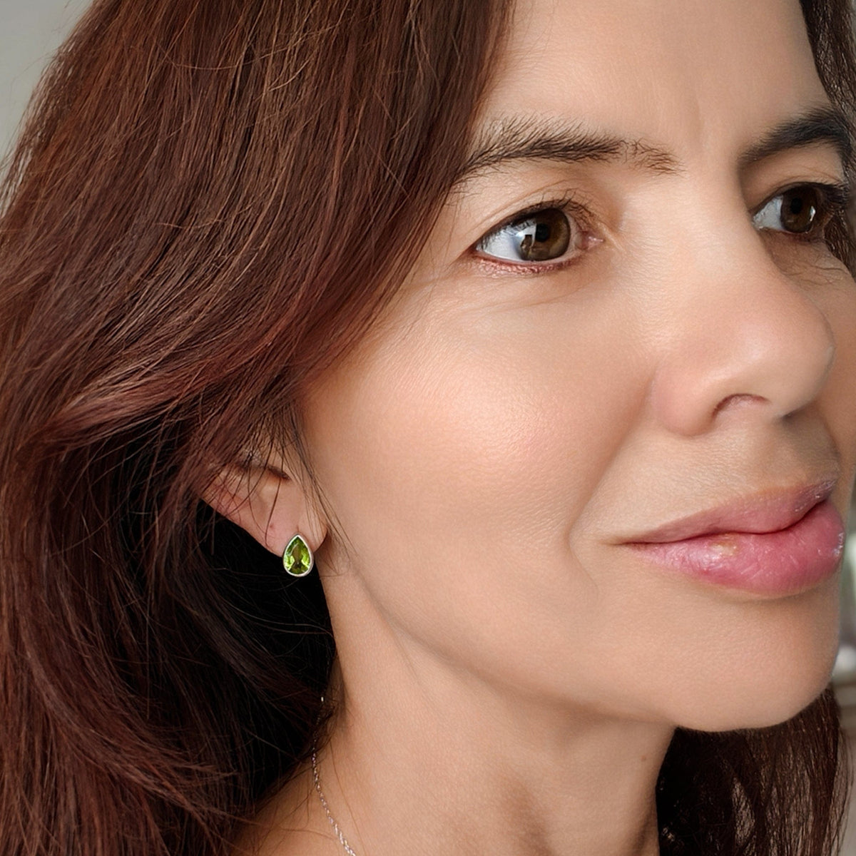Peridot Stud Earrings | Pear | 16th Anniversary gift | Sterling Silver