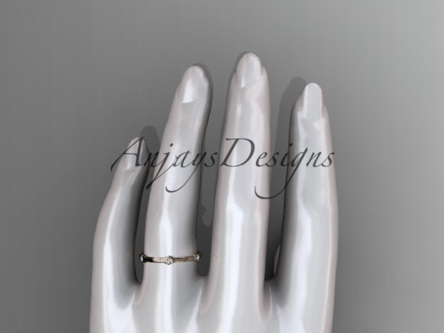Petite Diamond Wedding Band Thin Wedding Band Nature Inspired Delicate Ring