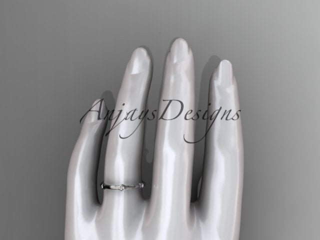 Petite Diamond Wedding Band Thin Wedding Band Nature Inspired Delicate Ring