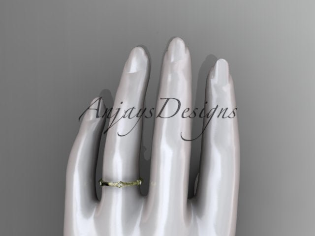 Petite Diamond Wedding Band Thin Wedding Band Nature Inspired Delicate Ring