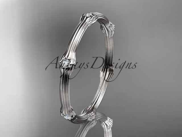 Petite Diamond Wedding Band Thin Wedding Band Nature Inspired Delicate Ring