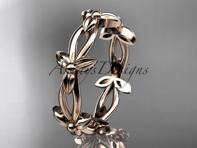 Petite Flower Wedding Band Floral Nature Inspired Ring Dainty Minimalist Ring