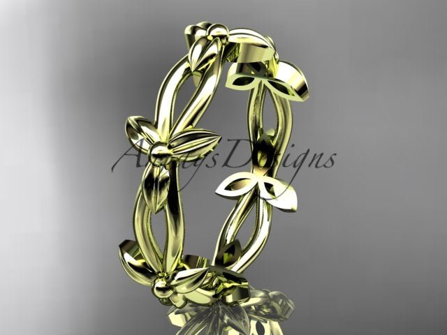 Petite Flower Wedding Band Floral Nature Inspired Ring Dainty Minimalist Ring