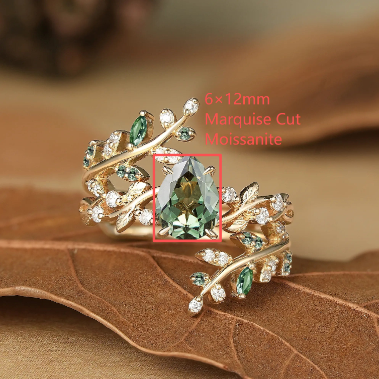 Custom Marquise Moissanite Bridal Ring Set With Ring Enhancer For Jonathan Hurst