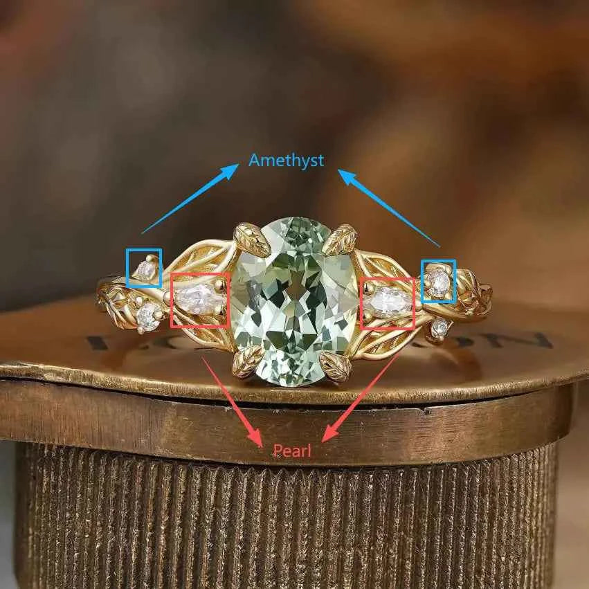 Custom Oval Cut Green Sapphire Engagement Ring For Alexis King