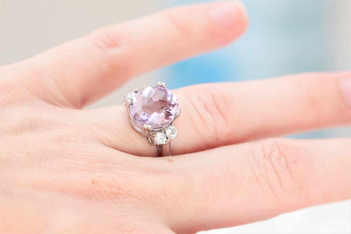 Pink amethyst diamond ring