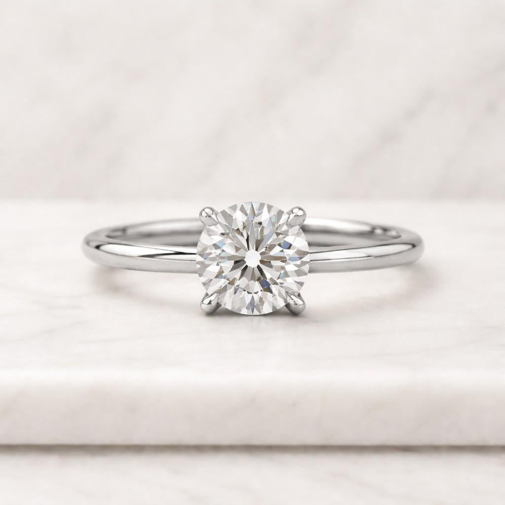 Round Cut Lab-Grown Diamond Solitaire Engagement Ring in 14K Gold