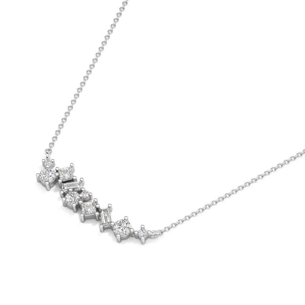 1Ct TW Diamond Mixed Fancy Shape Designer Necklace 14k Gold Lab Grown Pendant