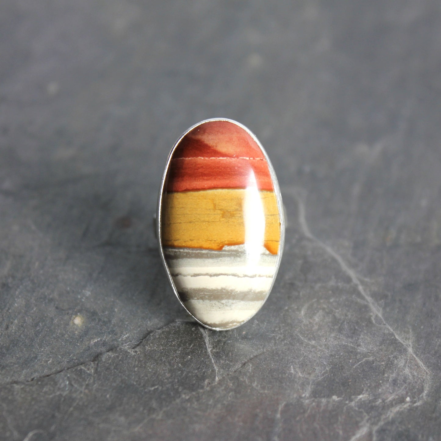 Polychrome Jasper Statement Ring Size 4.25 | PNW Gemstone | Handmade Sterling Silver