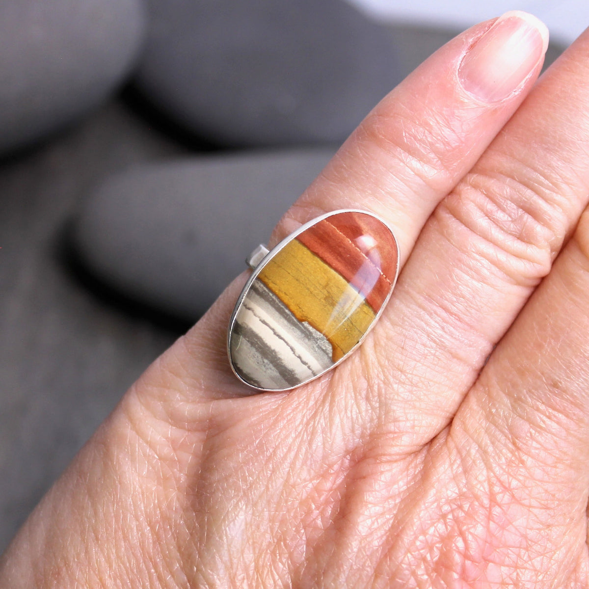 Polychrome Jasper Statement Ring Size 4.25 | PNW Gemstone | Handmade Sterling Silver