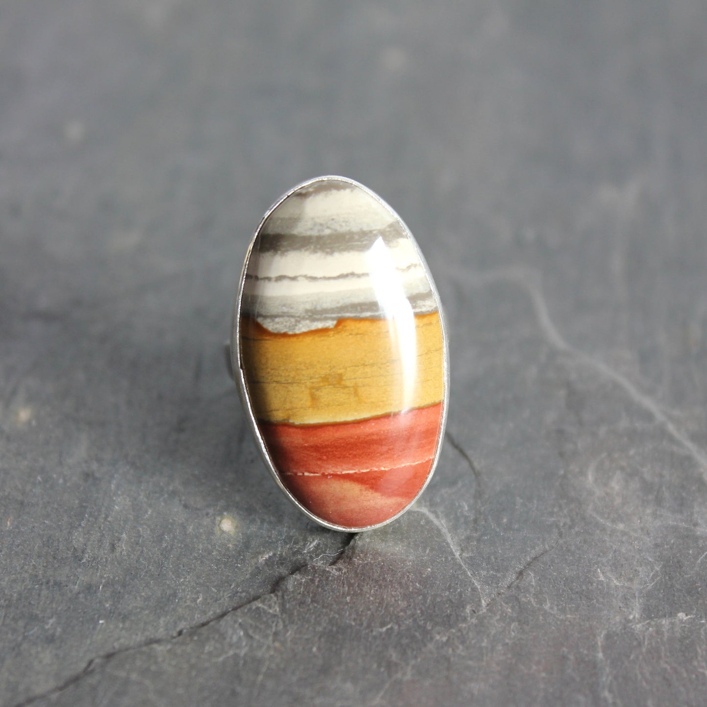 Polychrome Jasper Statement Ring Size 4.25 | PNW Gemstone | Handmade Sterling Silver
