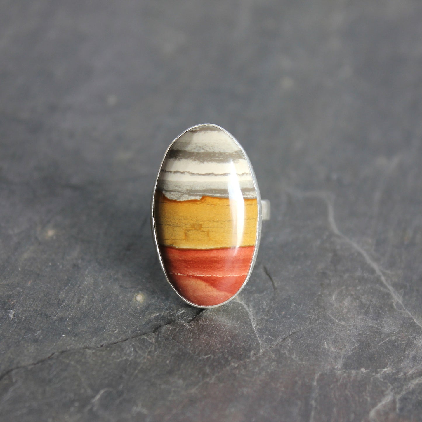 Polychrome Jasper Statement Ring Size 4.25 | PNW Gemstone | Handmade Sterling Silver