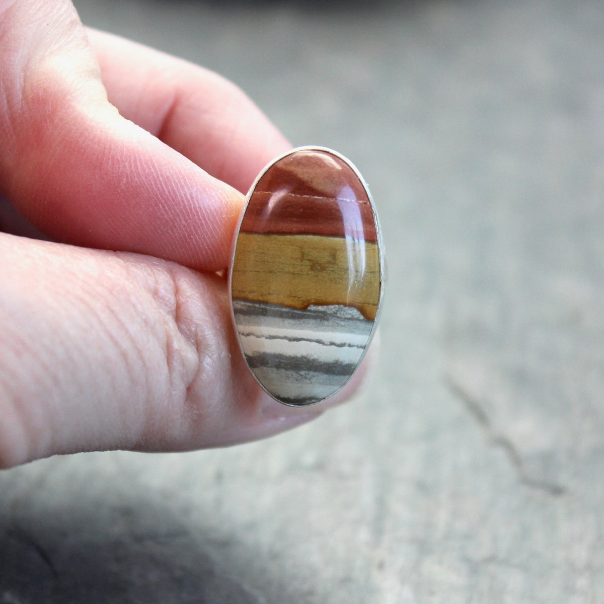 Polychrome Jasper Statement Ring Size 4.25 | PNW Gemstone | Handmade Sterling Silver