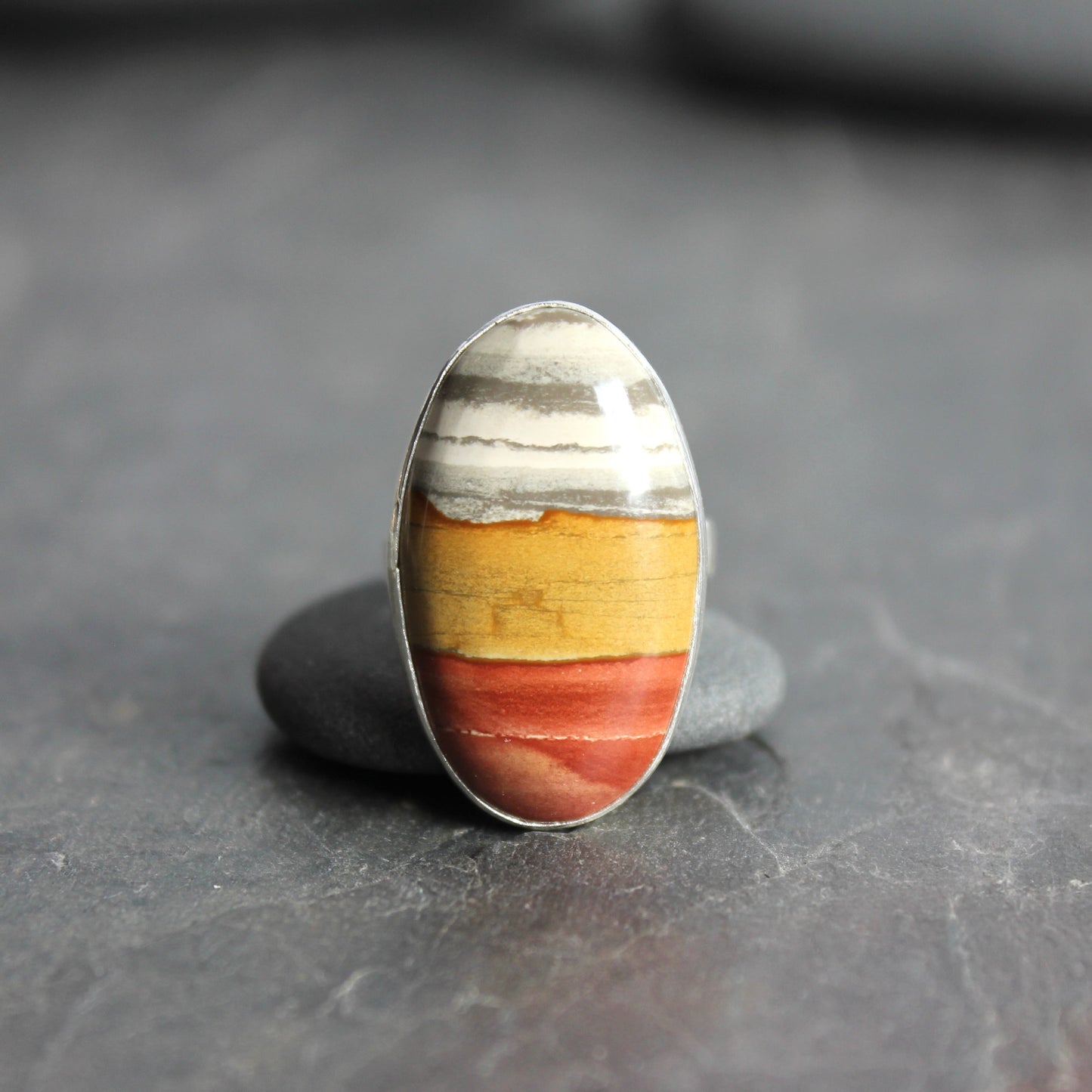Polychrome Jasper Statement Ring Size 4.25 | PNW Gemstone | Handmade Sterling Silver