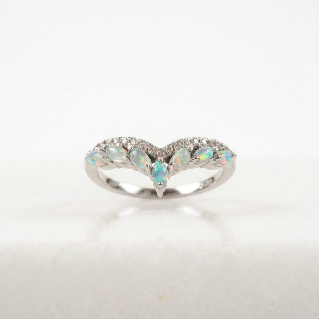 Marquise Cut Fire Opal CZ Diamond Wedding Band
