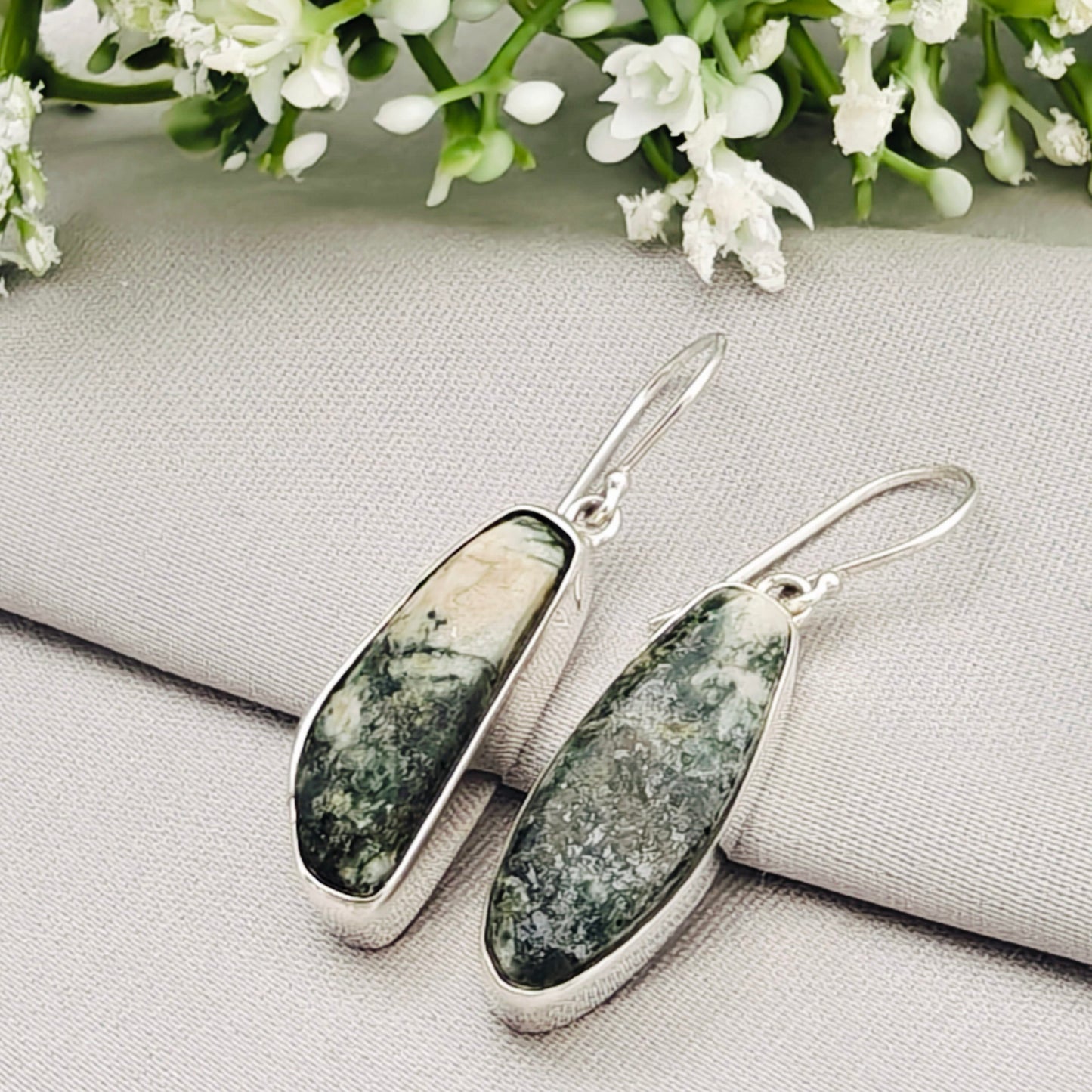 Preseli Bluestone 25mm Earrings | Stonehenge and Welsh Gift | Sterling Silver