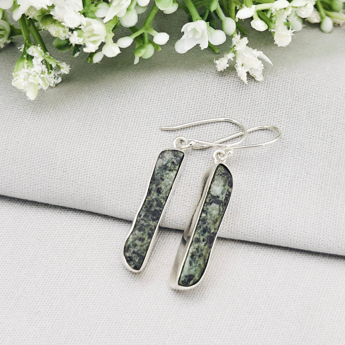 Preseli Bluestone 25mm Earrings | Stonehenge and Welsh Gift | Sterling Silver