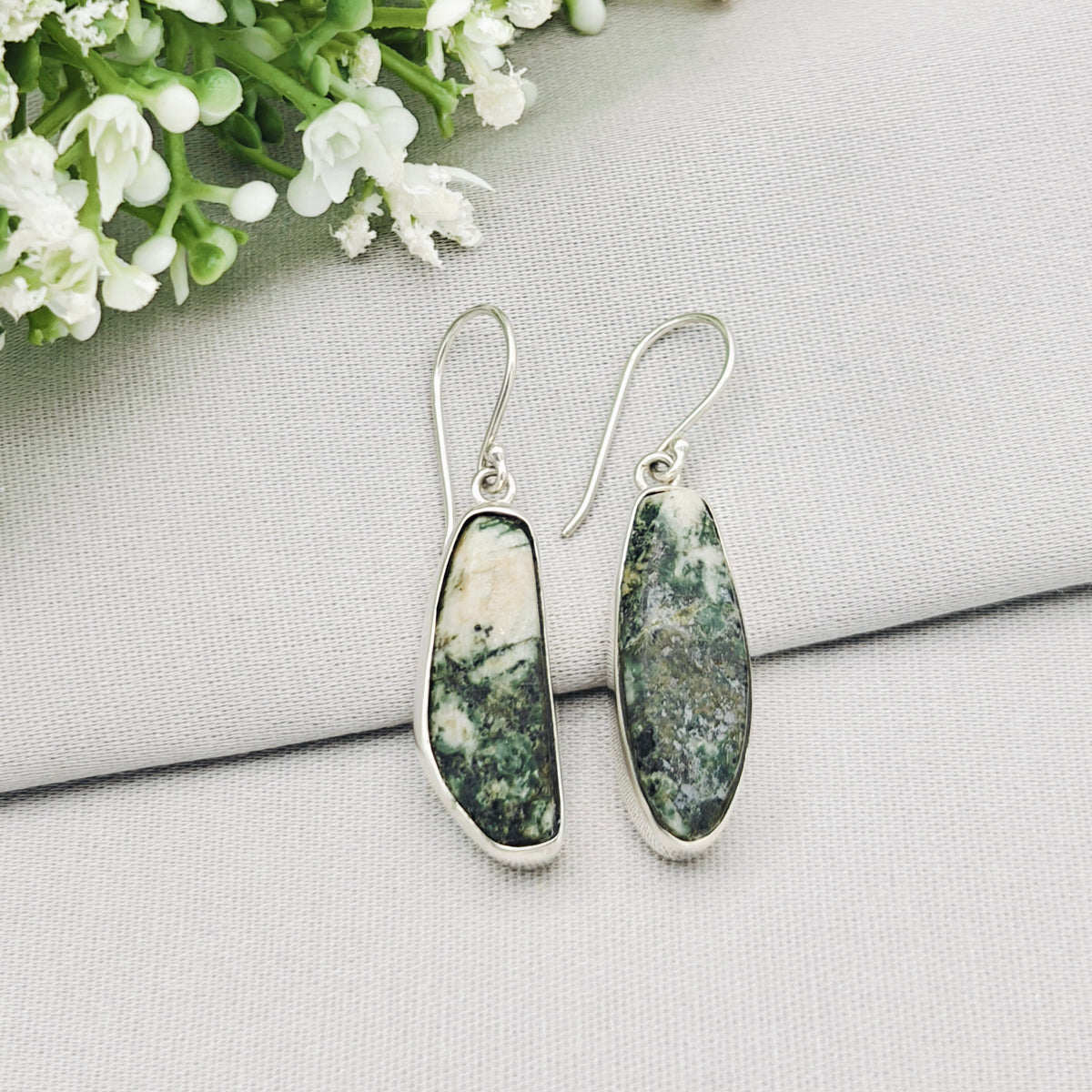 Preseli Bluestone 25mm Earrings | Stonehenge and Welsh Gift | Sterling Silver